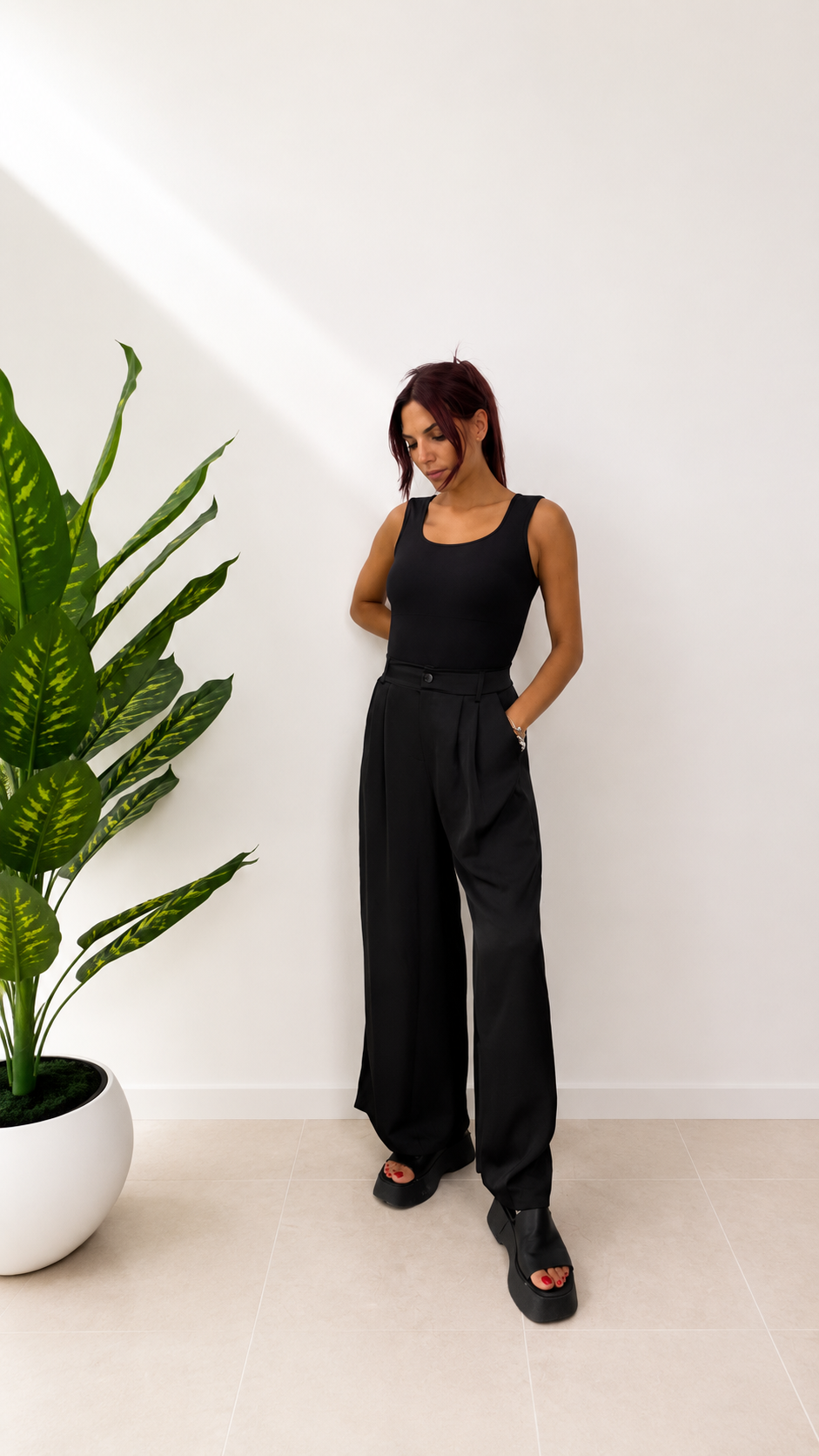 Infinite Black Satin Pants