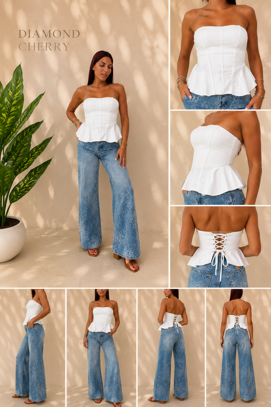 Ivory Bloom Corset Top